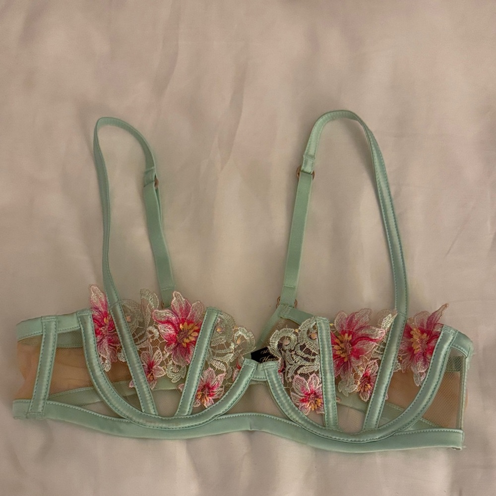 Honey Birdette Amelie Mint 32A Pink Floral Bra
